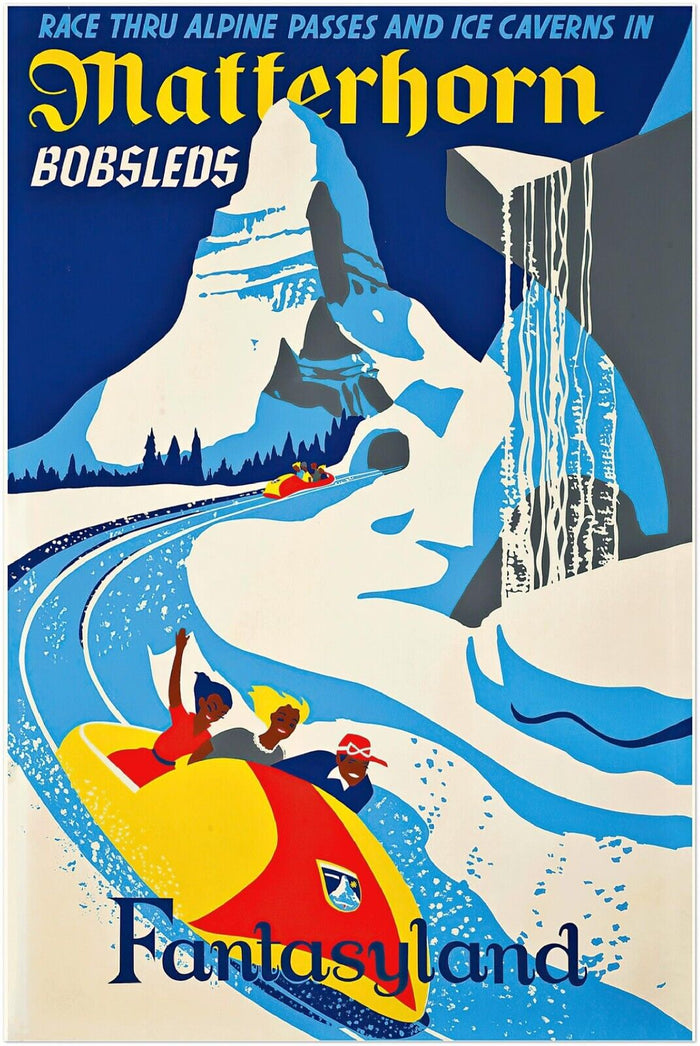 Disney Attraction Poster - Matterhorn, Retro, Disneyland Vintage Poster