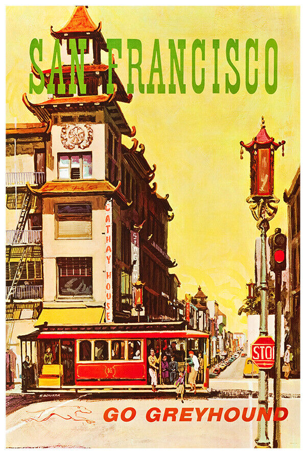 San Francisco - Greyhound Bus Line - 1960s Vintage US Travel Poster