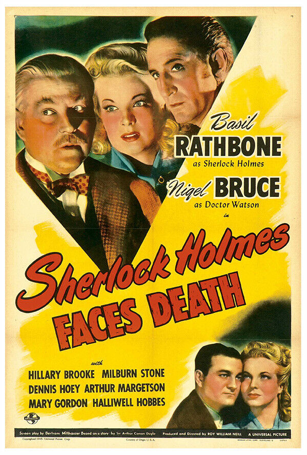 Sherlock Holmes Face Death 1943 - US Version - Classic Detective Movie Poster