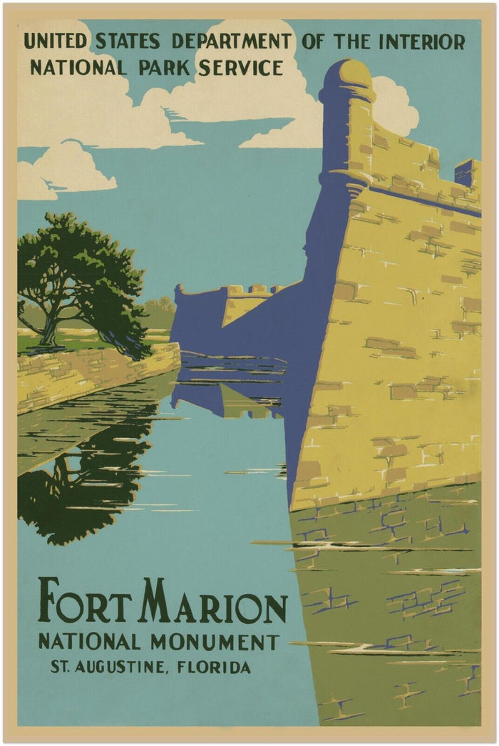 Ft Marion - St. Augustine - National Park Poster - Florida Vintage Wall Print