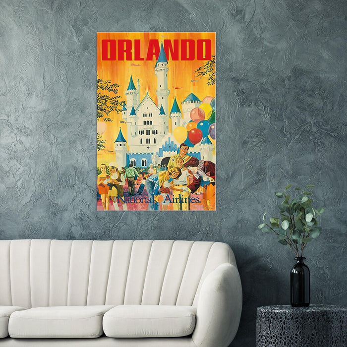 Disney Attraction Poster - Orlando - Retro National Airlines Vintage Poster