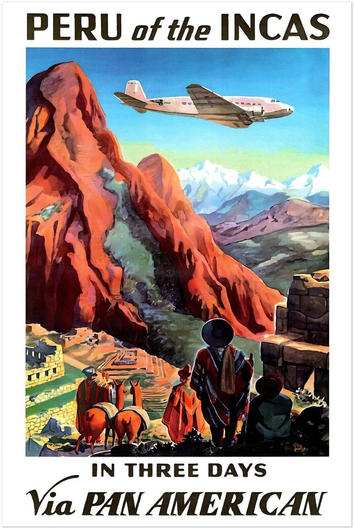 Peru - Pan American - Pan Am - Airline Vintage Travel Poster