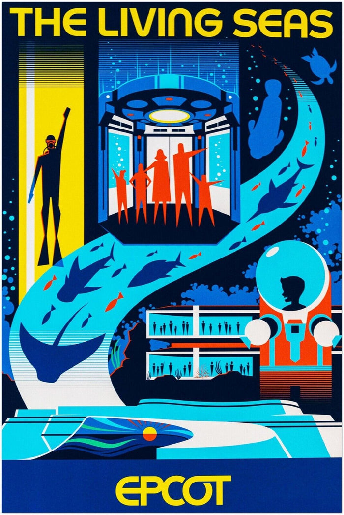 Disney Epcot Center Attraction Poster - The Living Seas - Disney World D23