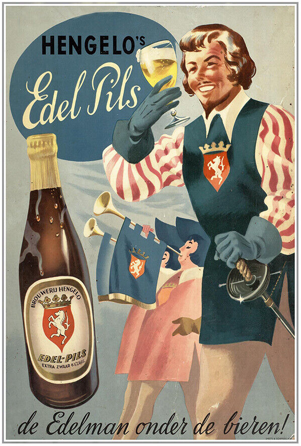 Hengelo - Edel Pils - German Beer - Vintage Advertising Poster