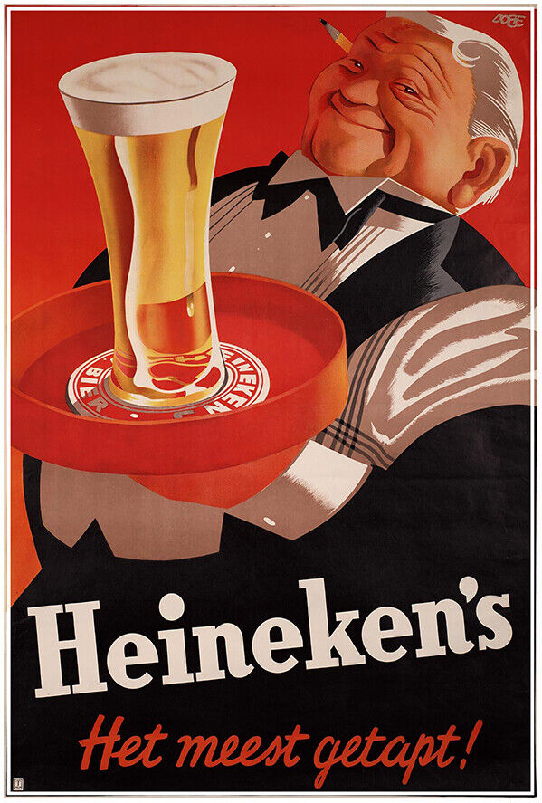 Heineken - German Beer - Vintage Advertising Poster - Beer and Wine Print