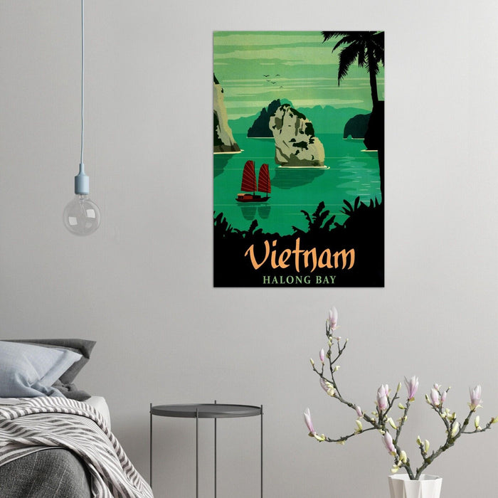 Vietnam - Halong Bay - Vintage Travel Poster