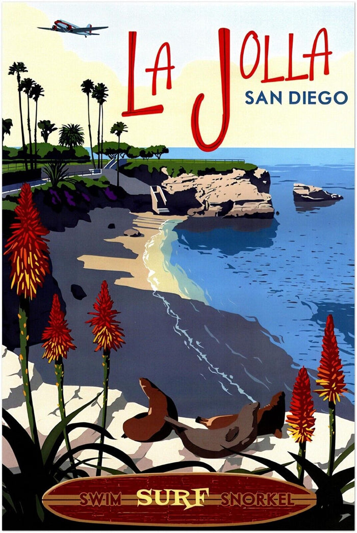 La Jolla - San Diego - Vintage Travel Poster, Retro Posters