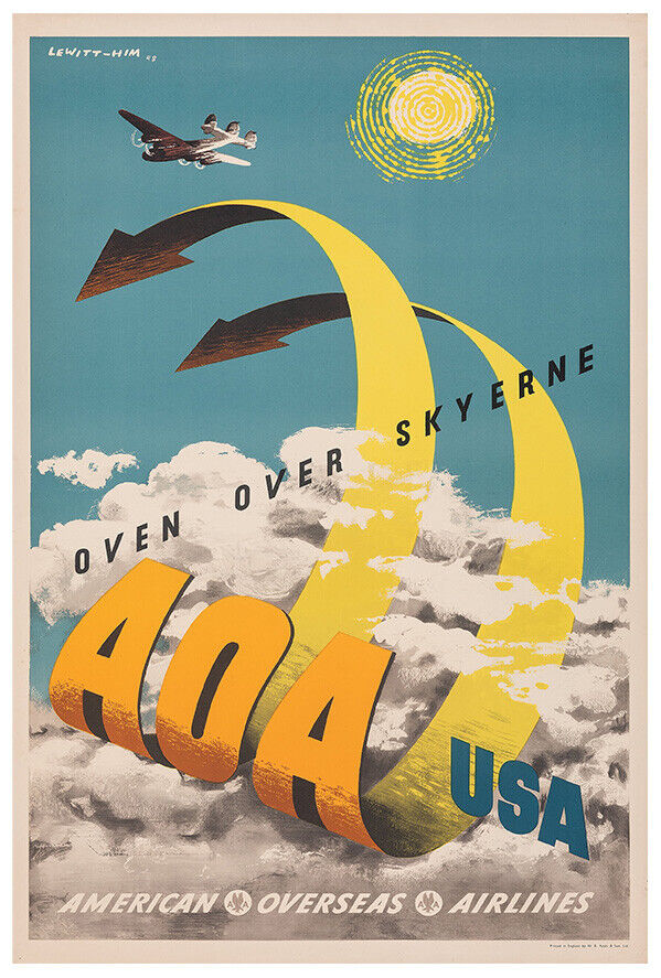 American Overseas Airline - Dutch - Over the Clouds - Vintage Travel Poster