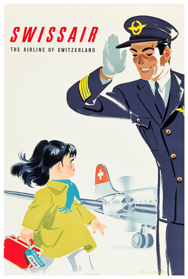 Swissair - Airline of Switzerland - 1960s - Vintage Airline Travel Poster