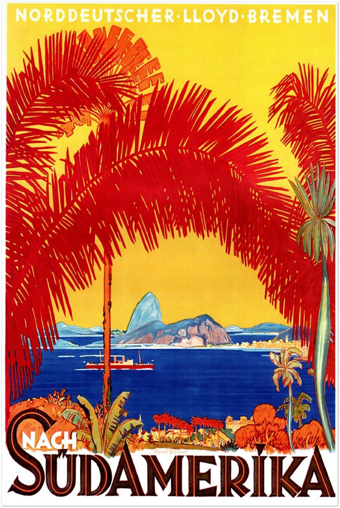 South America - German Vintage Travel Poster