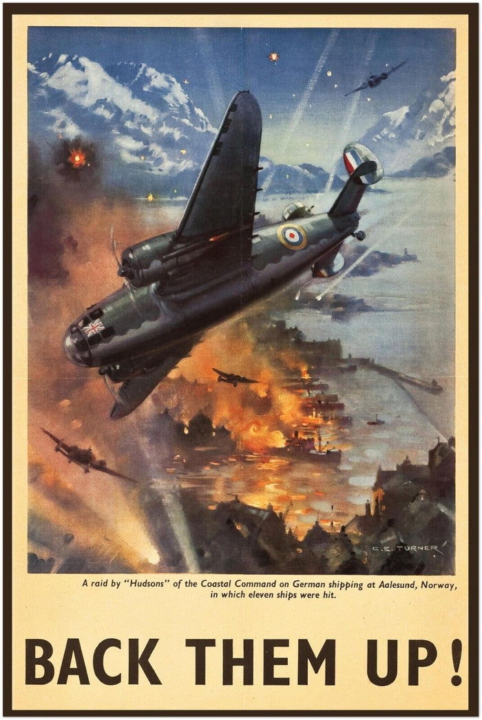 Back Them Up - RAF Hudsons- World War 2 Poster - WW2 Vintage Poster